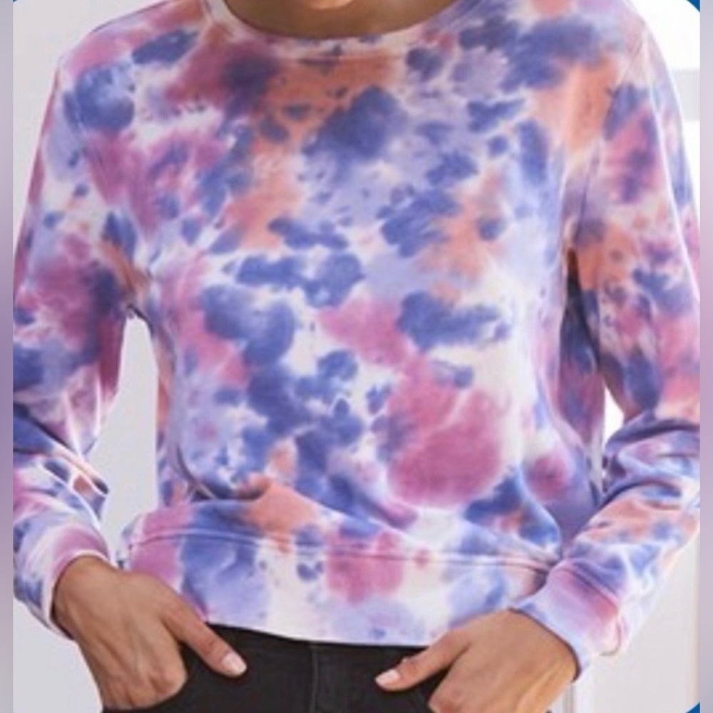 New Elizabeth and James Pink Purple Blue Tie-Dye French Terry Sweatshirt, Small
